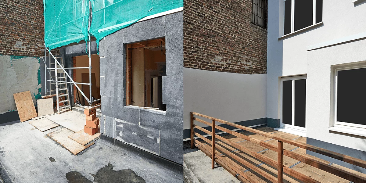 Mauerwerksanierung und Feuchteschutz an der Fassade